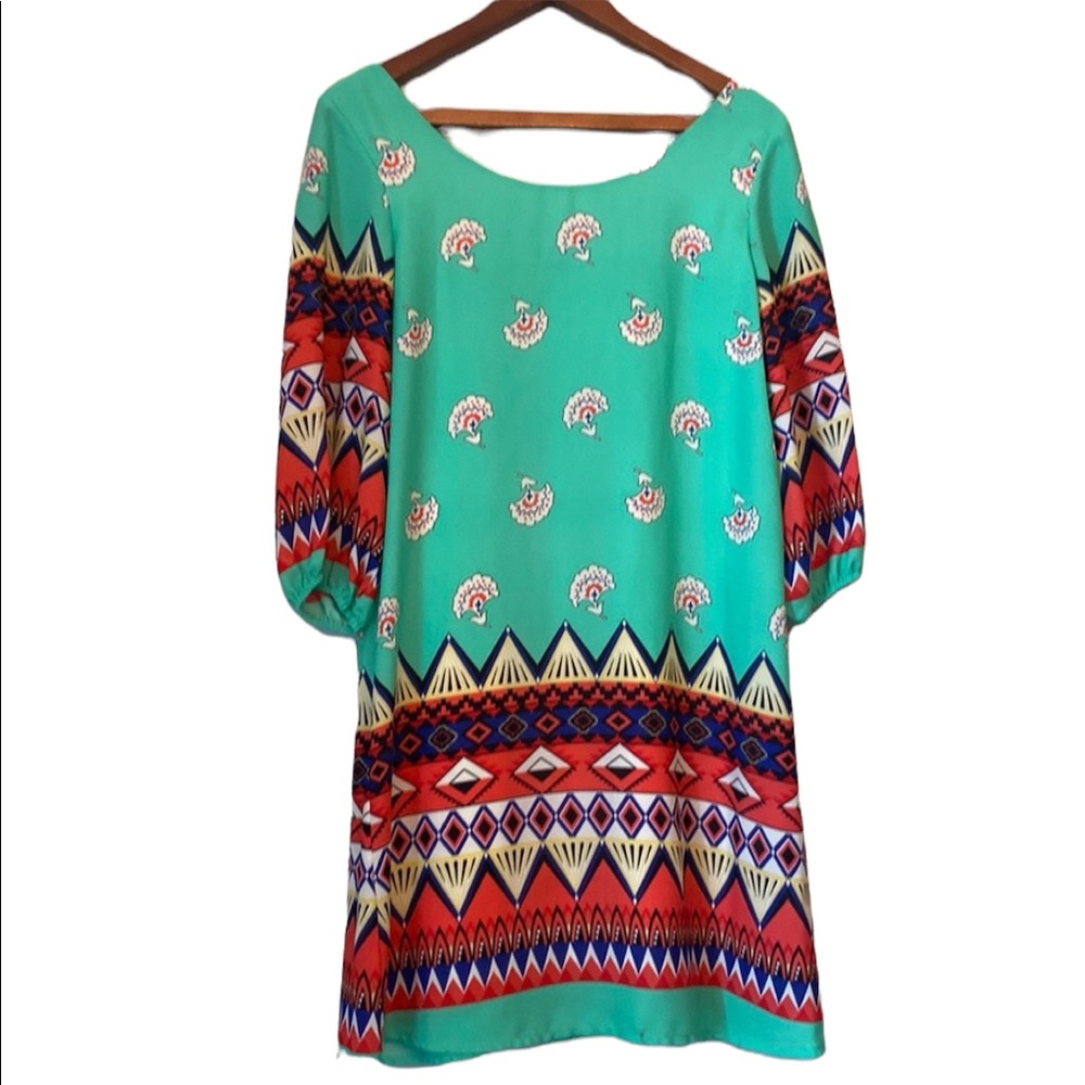 Rachel Kate Mint Green and Multicolored Dress